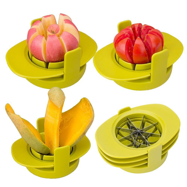 4-in-1 Apple Pear Mango Tomato Guava Orange Pitaya Fruit Vegetables Slicer Corer Cutter with Common Base Kitchen Gadget